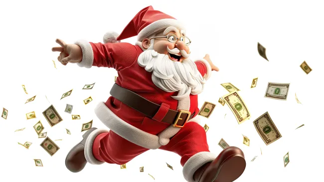 Santa Claus throwing money Adobe Stock